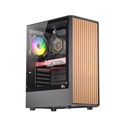 Twisted Minds WoodX Series ATX Mid Tower Gaming Case - Black (4 ARGB Fans Included)