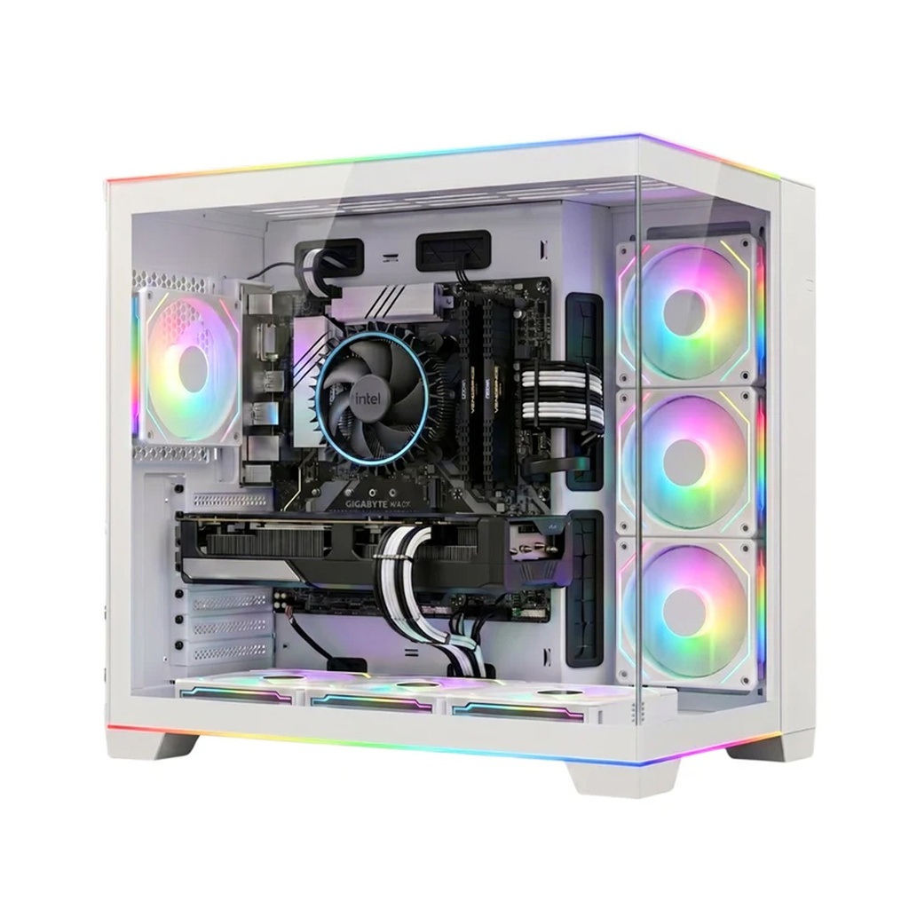[TM-RAMPAGE-W] Twisted Minds Rampage Series ATX Mid Tower Gaming Case - White (7 ARGB Fans Included)