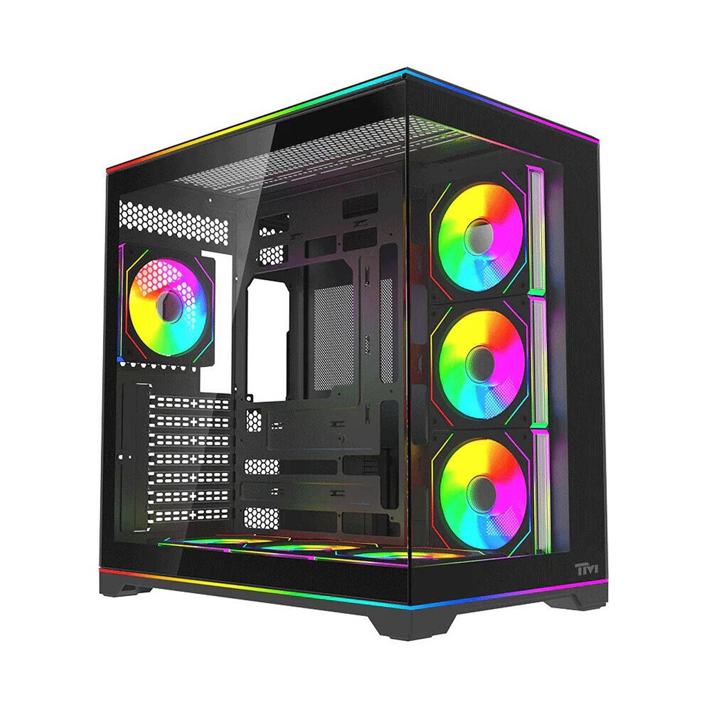 [TM-RAMPAGE-B] Twisted Minds Rampage Series ATX Mid Tower Gaming Case - Black (7 ARGB Fans Included)
