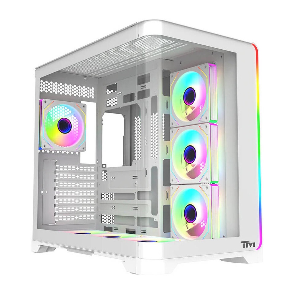 [TM-FLUX-W] Twisted Minds Flux Series ATX Mid Tower Gaming Case - White (7 ARGB Fans Included)