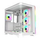 Twisted Minds Flux Series ATX Mid Tower Gaming Case - White (7 ARGB Fans Included)