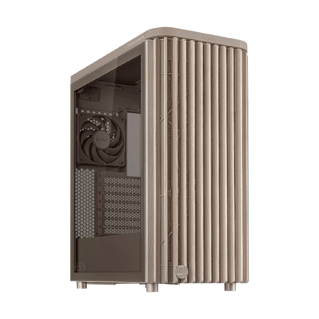 [90DC00M7-B39010] Asus ProArt PA401 Wood Edition Tempered Glass Panel, 2x 160mm & 1x 120mm Pre-Installed Fans Case -Beige