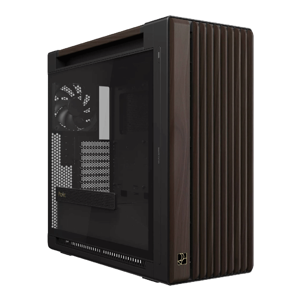[90DC00J8-B09000] Asus ProArt PA602 Wood Edition Tempered Glass Panel, 2x 200mm & 1x 140mm Pre-Installed Fans Case - Brown